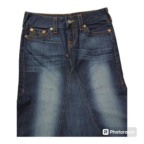 True Religion Denim Jean Pentecostal Skirt Long Size 29 Blue Color - Picture 7 of 10